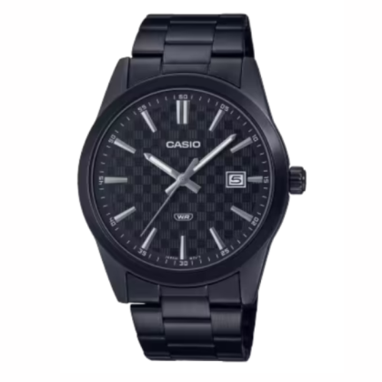Casio General MTP-VD03B-1A Black Stainless Steel Strap with Black Dial Analog Men Watch